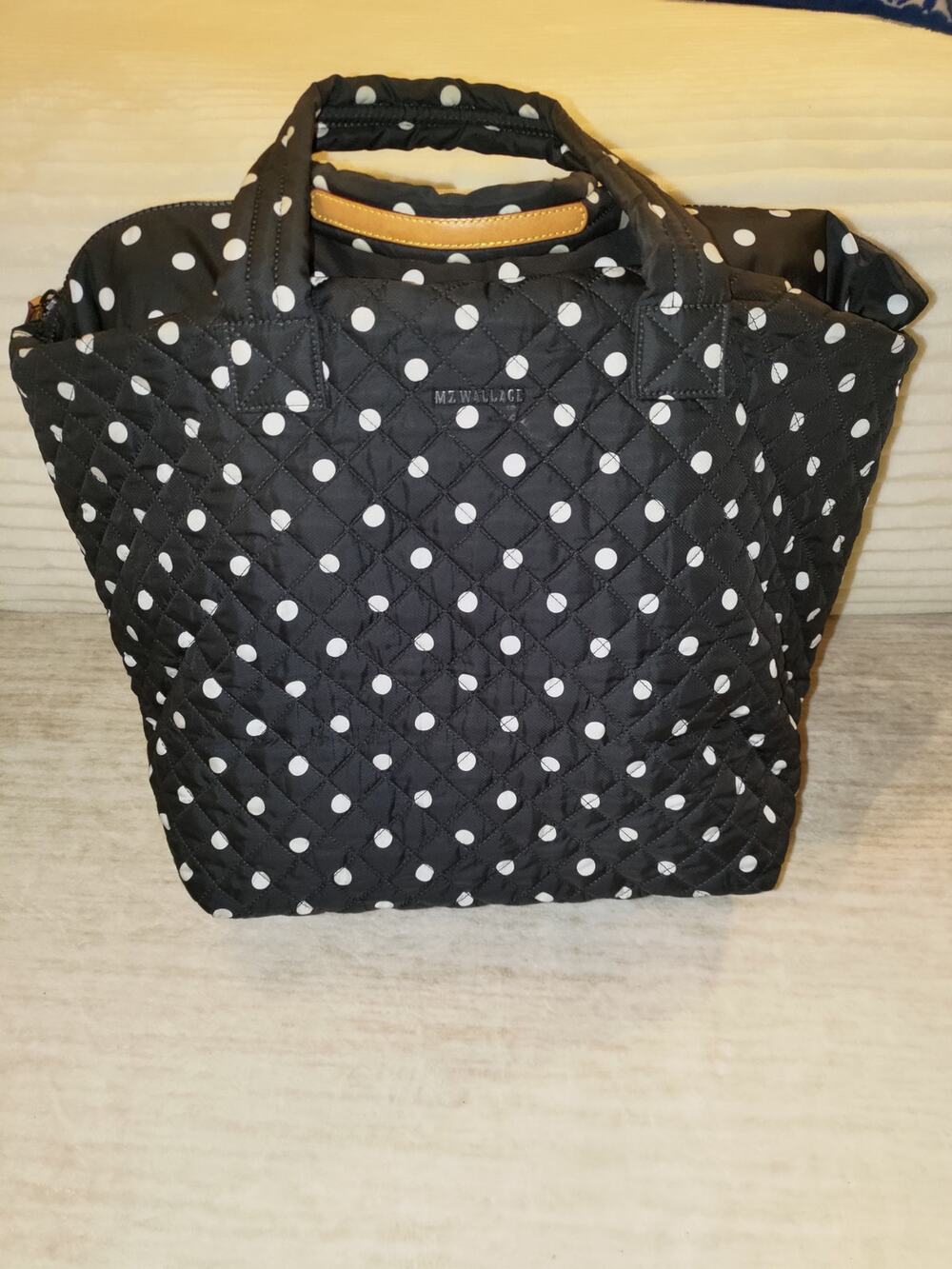 MZ Wallace Large Metro Tote Medium Black w White Polkadot